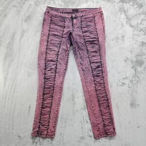 Vintage Y2K GLO Jeans Womens 17 Juniors Pink‎ Stone Wash Mid Rise Skinny Pleated